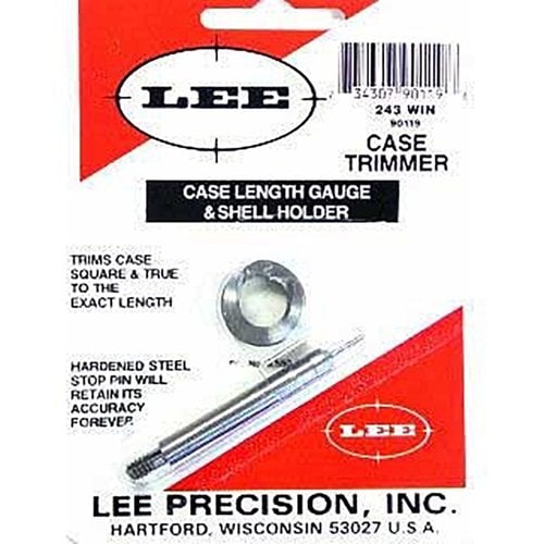 Lee Case Length Gauge erbjuder en exakt och enkel lösning för att trimma till längd och jämna ut hylsmynningen. Används med Case Conditioning Kit eller 3 Jaw Trimming Kit.