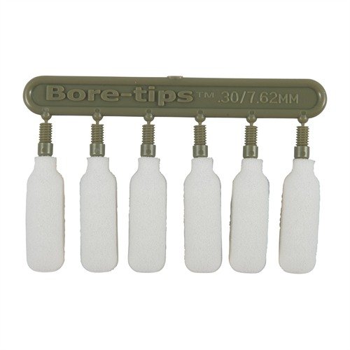 SUPER BRUSH BORE TIPS erbjuder en smidig, återanvändbar lösning för noggrann rengöring av .30 kaliber, med en perfekt passform och effektiv absorption av lösningar.