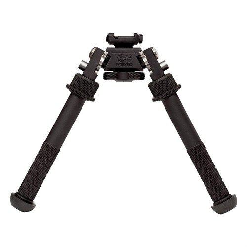 V8 ATLAS BIPOD är en lätt aluminiumbipod med justerbara ben, 180° framåt/bakåt och 30° panorering för stabilt skytte på alla underlag.