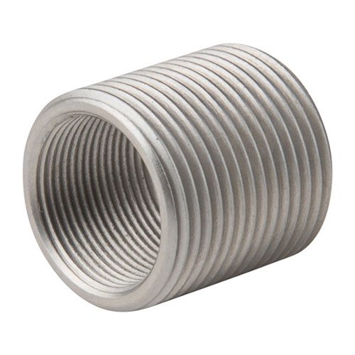 Den skulderlösa trådadaptern i rostfritt stål möjliggör att 5/8-24 ljuddämpare passar perfekt på 1/2-36 gängade pipor med ökad precision och styrka.