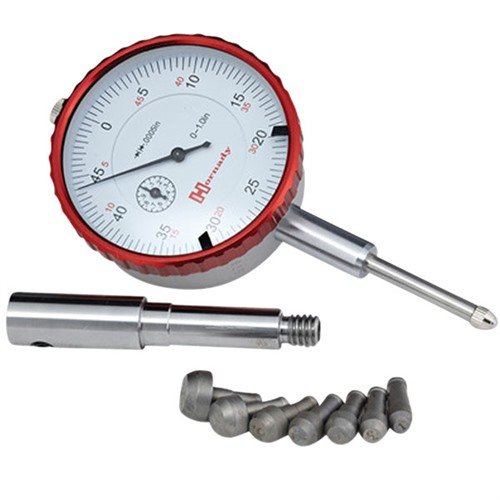 NECK WALL THICKNESS GAUGE från HORNADY möjliggör ultranoggrann mätning av hylsans nacktjocklek med .0005 increment, vilket förbättrar din precision vid omladdning.