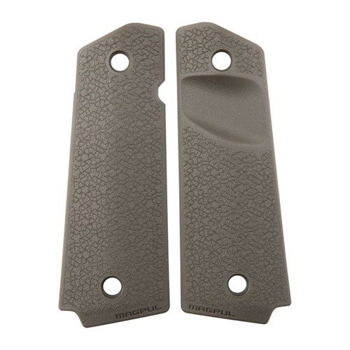 MOE 1911 Grip Panels i OD Green erbjuder ett unikt diamantformat tvärsnitt för bättre grepp, aggressiv cut-out för magasin och passar ambidextrösa säkerhetsanordningar.