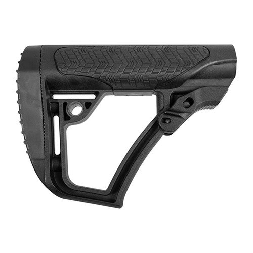 Daniel Defense Collapsible Buttstock erbjuder förbättrad cheekweld med mjukt gummiskikt, snabb slingfäste och passar Mil-Spec buffer tubes, finns i svart och Milspec+ brunt.