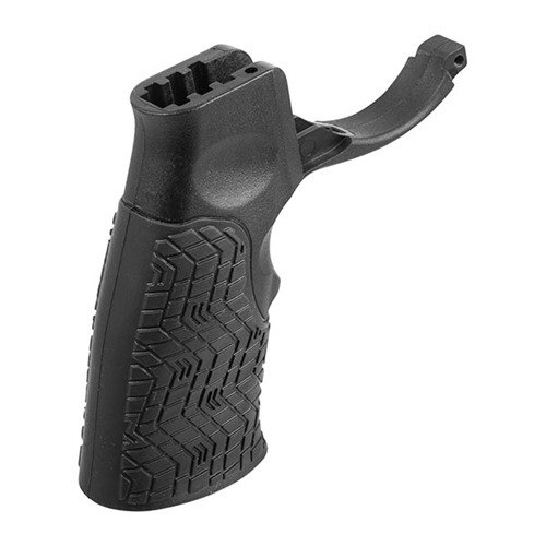 Daniel Defense Pistol Grip erbjuder ergonomisk design med mjukt grepp, inbyggd avtryckarskydd och förbättrad komfort för AR15/M16, tillgänglig i svart eller Milspec+ brunt.