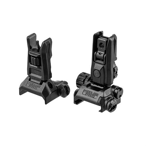 Magpul MBUS Pro LR Sight Set erbjuder robust stålbyggnation, verktygsfria justeringar och låg profil för optimal precision och funktionalitet på AR-15.