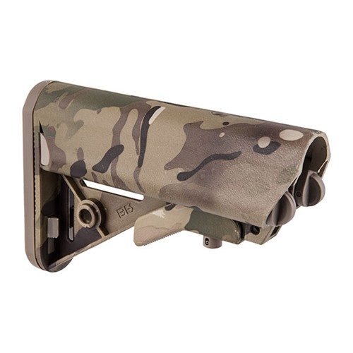 AR-15 Enhanced SOPMOD Stock erbjuder förbättrad cheekweld, vattentålig förvaring för batterier och ett anti-slip gummipad för ökad stabilitet.