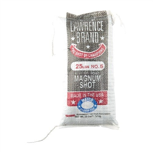 LAWRENCE BRAND SHOT #5 Magnum Lead Shot erbjuder hög hårdhet och djup penetration, perfekt för jakt. Flödar smidigt genom shotshell reloaders.
