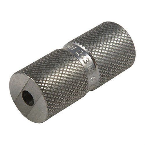 Lyman's .243 Win case length/headspace gauge säkerställer säkerhet och precision genom att enkelt kontrollera att patronerna har korrekt headspace efter omformning.