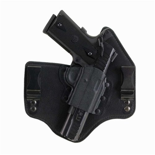 KINGTUK-holster för S&W M&P Shield erbjuder enkel dölja, komfort hela dagen med läderpanel och Kydex-ficka, samt justerbara clips för bälte.