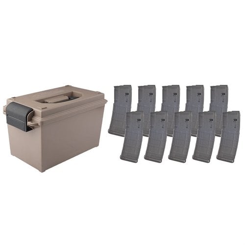 Tactical Mag Cans erbjuder säker och skyddad förvaring av 20/30-runda 223/5.56 AR15 magasin med O-ring tätning och inkluderar 10 st 30-Rd Magpul PMAGs.