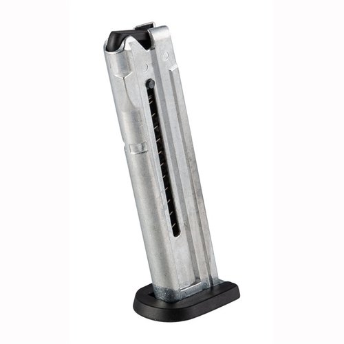 ATI:s originala ersättningsmagasin för GSG Firefly .22 LR har en hållbar metallkonstruktion, silverfinish, polymerföljeslagare och 10 skotts kapacitet.