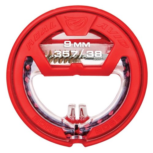 Real Avid Bore Boss Handgun Kit rengör snabbt och effektivt med en integrerad borste och mop, perfekt för fältbruk och lätt att bära i fickan.