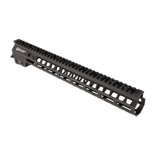 Geissele MK14 Super Modular Rail handguard erbjuder en smal profil för komfortabelt grepp, med M-LOK fästen och en hel längd Picatinny rail för mångsidig montering.