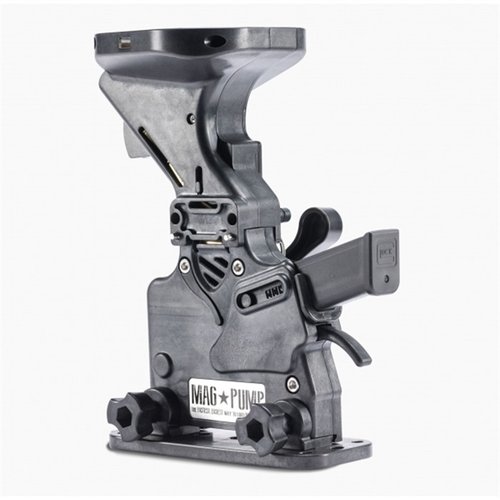 MagPump™ 9mm Handgun Double Stack Magazine Loader laddar 50 patroner på mindre än en sekund, minskar belastningen på tummen och fungerar med flera magasinmärken.