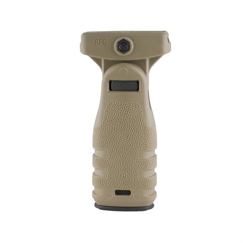 Förbättra kontrollen över ditt vapen med Mission First Tactical AR-15 React Folding Vertical Grip, som har en vikbar design och vattentät förvaringsfack.