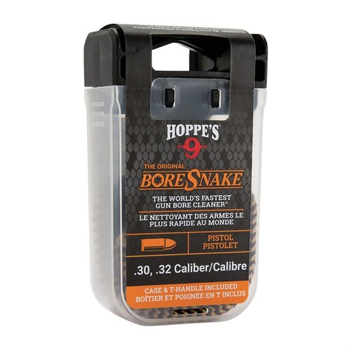 HOPPES Pistol Bore Snake rengör snabbt och effektivt din pistol med en inbyggd borste och flätad tråd, lätt att förvara i den medföljande 'den'-väskan.