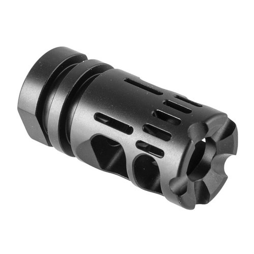 VG6 Gamma 9mm Muzzle Brake minskar rekyl, förbättrar kontrollen och möjliggör snabba följdskott på din AR-15 pistolkaliberkarbin.