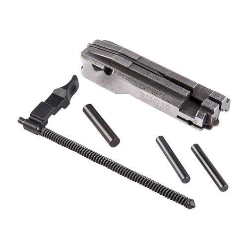 Ruger® 10/22® parts kit innehåller originaldelar som bolt assembly, charging handle & spring, och cross pins för att slutföra en avskuren receiver.