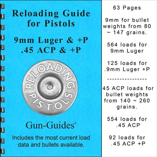 Få ut det mesta av din pistol med RELOADING GUIDE för 9mm Luger & .45 ACP, inklusive +P-laddningar, kvalitetskontroll och mer på slitstarkt papper.