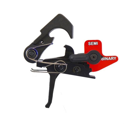 AR-15 BSFIII BINARY TRIGGER BLACK STRAIGHT erbjuder snabbare avfyrning och ökad precision med sin innovativa binära avfyrningsmekanism, perfekt för tävlingsskytte.