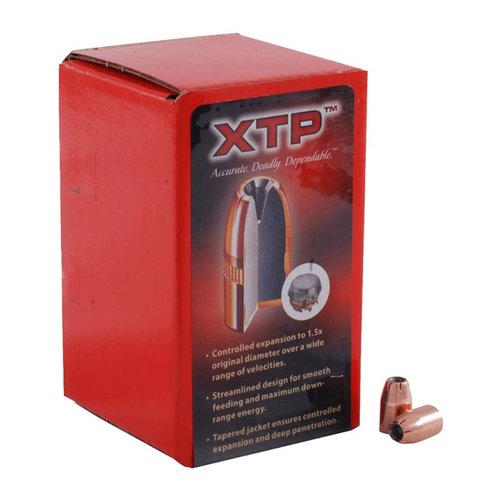 Hornady XTP 90GR HOLLOW POINT erbjuder pålitlig prestanda och djup penetration, perfekt för jakt, självförsvar och tävlingsskytte.