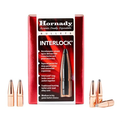 HORNADY 9.3MM INTERLOCK SPIRE POINT BULLETS erbjuder överlägsen precision och pålitlighet med en vikt på 286GR, perfekt för jakt och sportskytte.