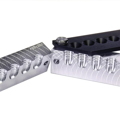 6-håls gevärskulformar i aluminium med hård anodiserad sprutplatta, rostbeständiga och lättanvända för att skapa 22 kaliber kulor av hög kvalitet.