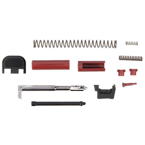 Förbättra pålitligheten och smidigheten hos din 9mm PF-Series/Glock® slide med detta kompletta Slide Parts Kit, inklusive uppgraderade delar i rostfritt stål.