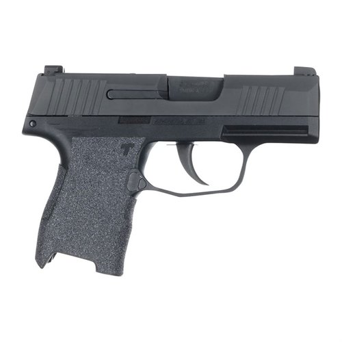 TALON Grips för Sig Sauer P365 erbjuder fullständig sidopaneltäckning, inklusive tumstöd, under avtryckarskyddet och på baksidan för optimal grepp.