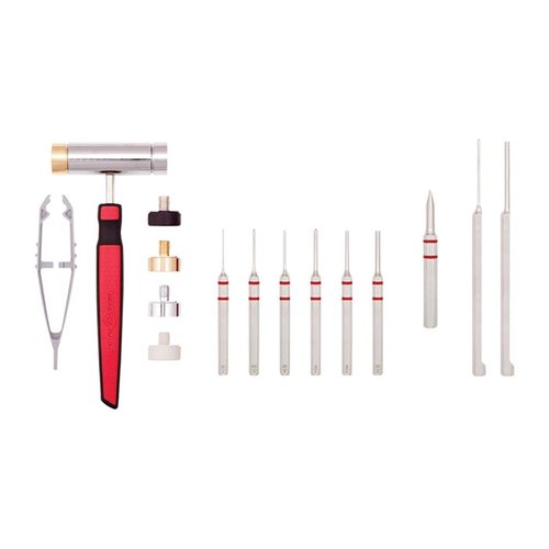 ACCU-PUNCH® Hammer & Pin Punch Set för AR-15 erbjuder en balanserad hammare, utbytbara huvuden och ett komplett utbud av pin punches för effektiv underhåll.