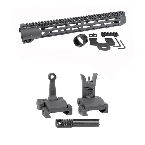 AR-15 Slim Line Handguards erbjuder M-LOK fästen och en Picatinny rail, samt Flip-Up Combat Sights för enkel användning och ökad precision.
