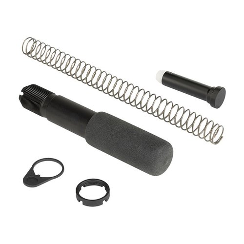 AR-15 Pistol Buffer Tube Assembly i militärklass av anodiserad 6061 T6 aluminium, med Vynafoam-kåpa, inkluderar E-Coated castle nut och recoil plug.