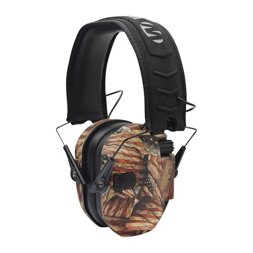 Walkers Razor Slim Electronic Muffs erbjuder kompakt och vikbar hörselskydd med 23 dB ljudreduktion, Sound Activated Compression och bekväm design.