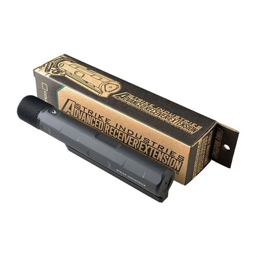 Strike Industries Advanced Receiver Extension ger ökad funktionalitet och stil, minskar friktion, är lättare och tillverkad av starkare 7075-T6 aluminium.