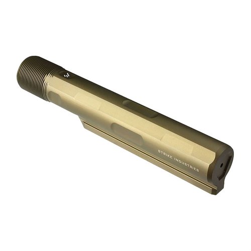Strike Industries Advanced Receiver Extension erbjuder ökad funktionalitet och styrka med 7075-T6 aluminium, samt minskar friktion för en smidigare upplevelse.
