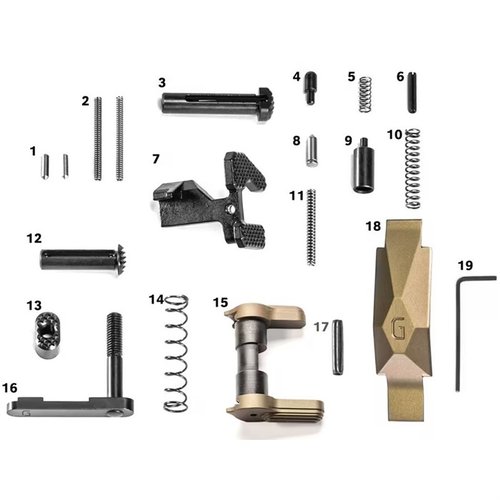 Geissele AR-15 Ultra Duty Lower Parts Kit erbjuder högkvalitativa komponenter i rostfritt stål, inklusive Maritime Bolt Catch och Ultra Precision Trigger Guard.