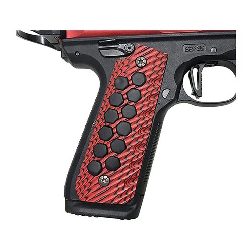 HIVEBRID G10-panelgrepp för Ruger® MKIV™ 22/45™ erbjuder ett hållbart och greppvänligt material med anpassningsbara hex-inlägg för optimal kontroll och komfort!