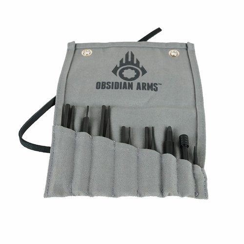 Obsidian Arms AR-15 Complete Armorer's 12-Piece Punch Set erbjuder allt du behöver för att bygga eller demontera en AR-15, med hållbara verktyg och livstidsgaranti.