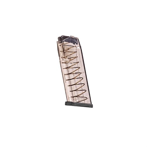10MM MAGAZINES för GLOCK® med 15-runders kapacitet erbjuder extrem slagmotstånd, kemikalieresistens och en genomskinlig kropp för enkel ammunitionkontroll.