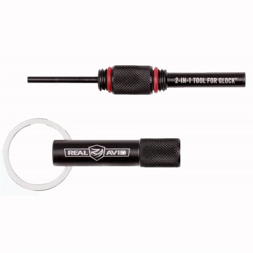 2-i-1 verktyget för Glock® är en oumbärlig armörsverktyg som möjliggör fullständig isärtagning, rengöring, byte av front sights och fungerar som nyckelhållare.