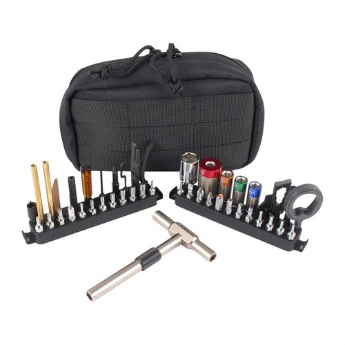 THE WORKS Gunsmithing Kit erbjuder precision och mångsidighet med ergonomiska verktyg, justerbart moment och ett omfattande bitset för alla dina behov.