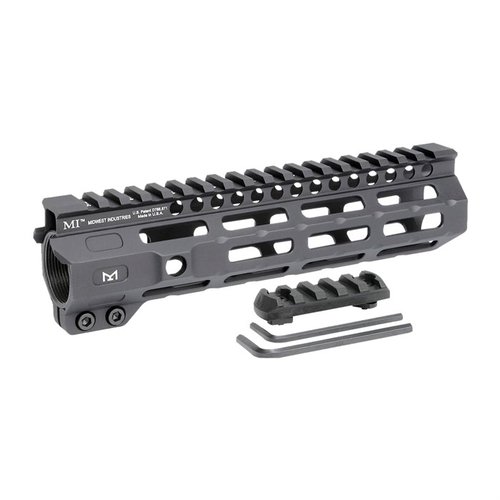 Midwest Industries Combat M-LOK handguard för AR-15 erbjuder en lättviktig aluminiumdesign med sju M-LOK fästen och en kontinuerlig Picatinny rail för enkel anpassning.
