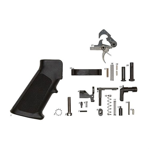 Komplett Lower Parts Kit med ACT Trigger, inklusive alla nödvändiga delar för att bygga eller uppgradera din AR-15, med möjlighet att köpa med eller utan grepp!