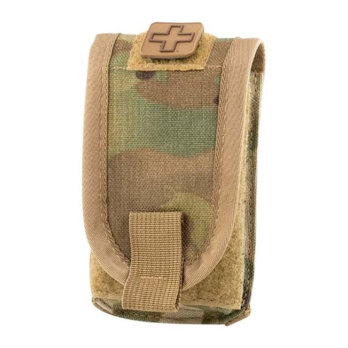 Eleven 10® Tourniquet / Self-Aid Pouch rymmer SOF-T®T Wide Tourniquet och QuikClot® Combat Gauze, kan fästas på bälte eller MOLLE, tillverkad av 1000D Cordura.