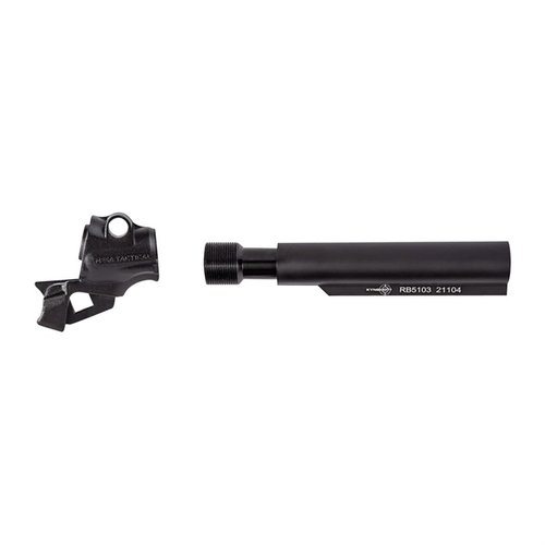 MOSSBERG 500/590 LEO GEN II adapter möjliggör användning av AR-15 stocks, minskar rekyl med KynShot™ hydraulisk buffert och förbättrar hanterbarheten.