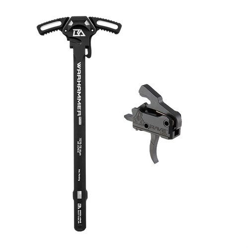 Förbättra din AR-15 med RA-140 RAVE-trigger för snabb och exakt avfyrning samt WARHAMMER MOD2-laddhandtag för bättre grepp och mindre gasblowback.