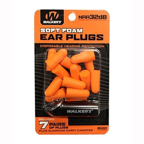Walkers Foam Ear Plugs med nackband håller öronpropparna säkra och inom räckhåll, med en ljudreducering på 25 decibel och extra proppar för optimal skydd.