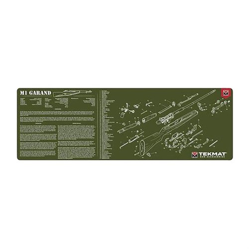 TEKMAT LONG GUN CLEANING MAT skyddar din M1 Garand med en mjuk polyester yta och en halkfri neoprenbakgrund, lätt att rengöra och med detaljerad partsdiagram.