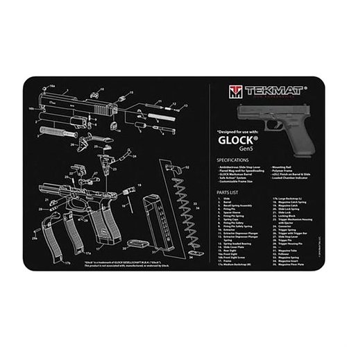 TEKMAT Pistol Gun Cleaning Mat skyddar din pistol under rengöring med en mjuk polyesteröversida och halkfri neoprenbaksida, lätt att rengöra.
