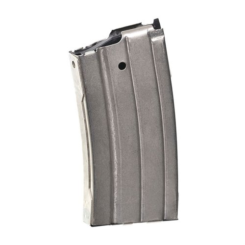 RUGER MINI-14® 20RD MAGAZINE .223 är tillverkad av värmebehandlad kolstål med nickelfinish, vilket ger hållbarhet och pålitlighet för din Mini-14®.